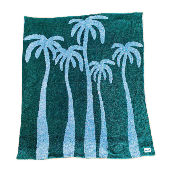 Dancing Palms Plush Throw - Evergreen