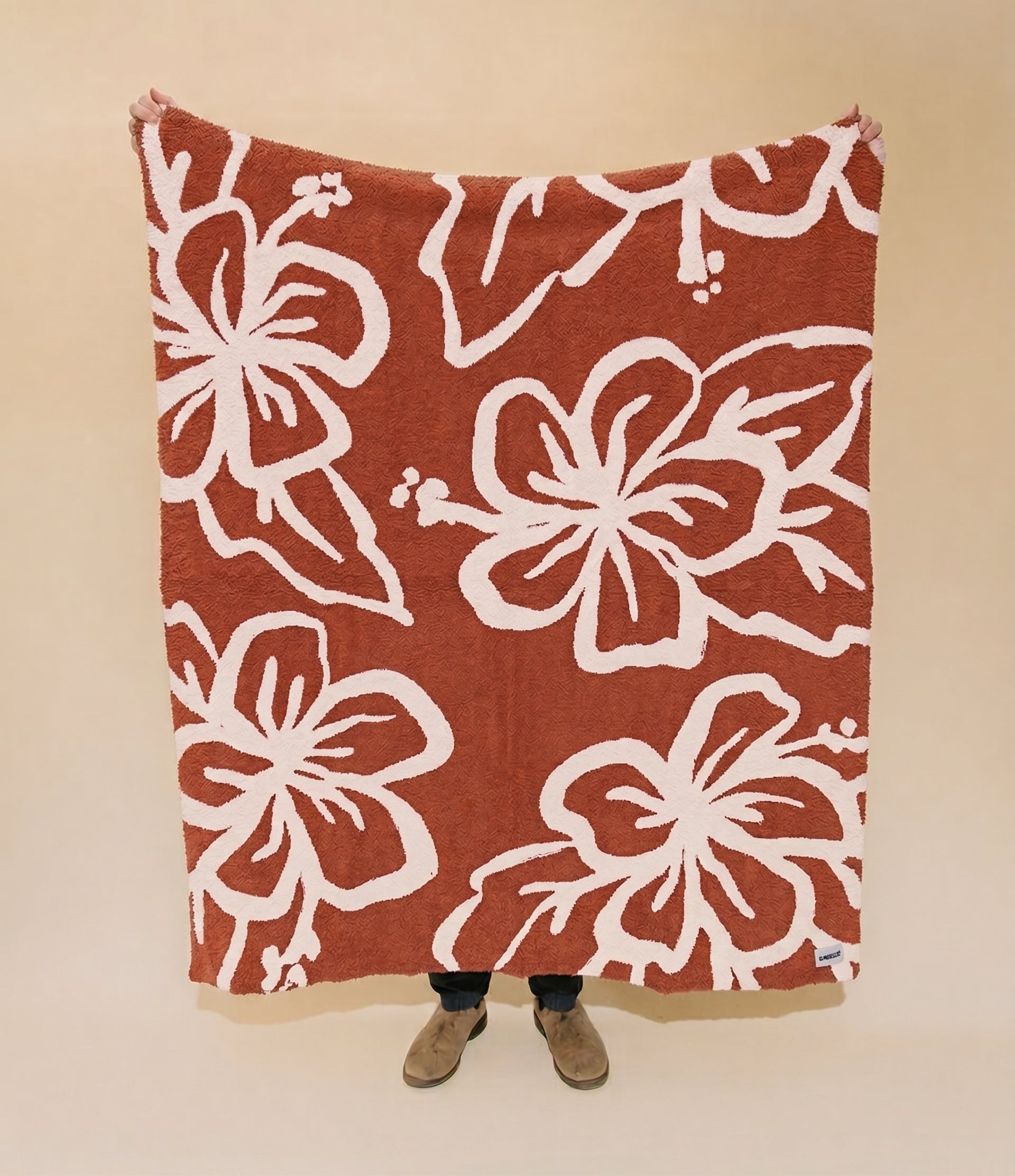 Hibiscus Plush Throw - Rusted Rose