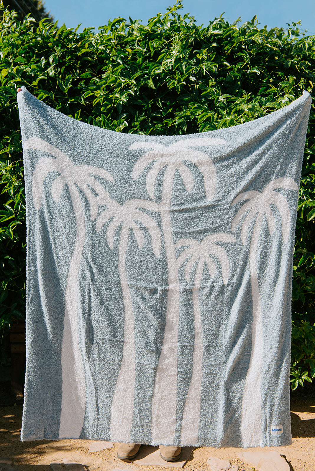 Dancing Palms Plush Throw - Chambray Blue