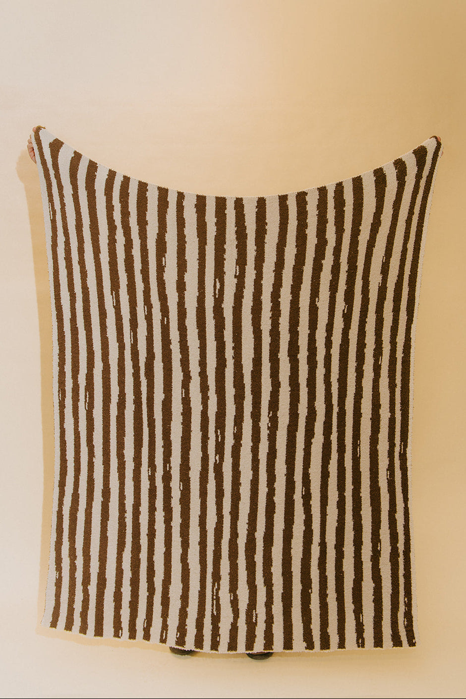 Stripe Plush Throw - Mocha & Cream