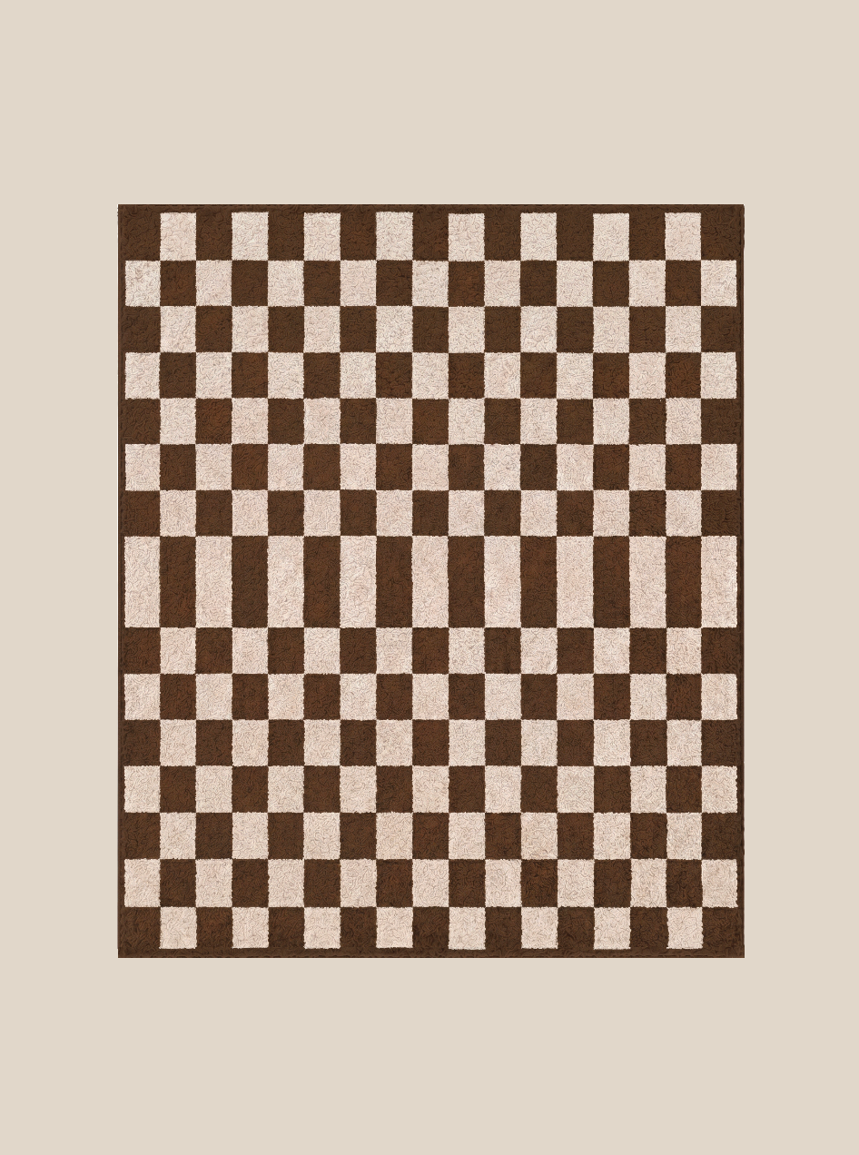 Checker Plush Throw - Classic Brown