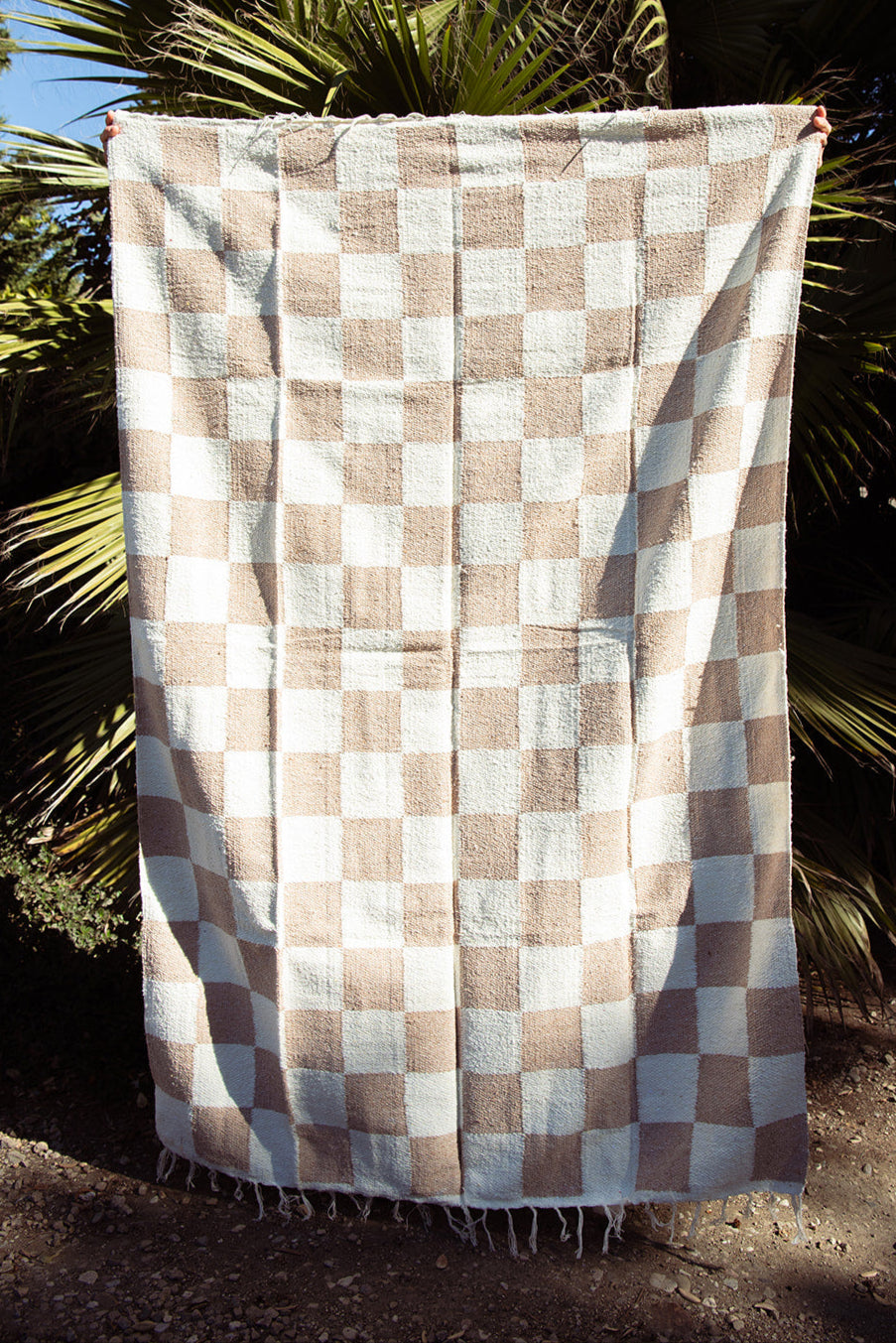 Tan Checkered Blanket (2-Pack) Bundle